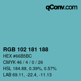 Color code: RGB 102 181 188 | qconv.com