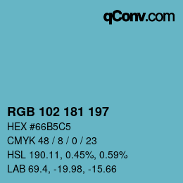 Color code: RGB 102 181 197 | qconv.com