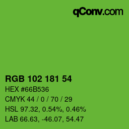 Color code: RGB 102 181 54 | qconv.com