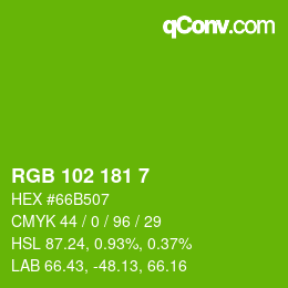 Color code: RGB 102 181 7 | qconv.com