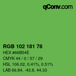 Color code: RGB 102 181 78 | qconv.com
