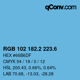 カラーコード: RGB 102 182.2 223.6 | qconv.com