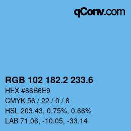 カラーコード: RGB 102 182.2 233.6 | qconv.com