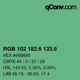 カラーコード: RGB 102 182.6 133.6 | qconv.com