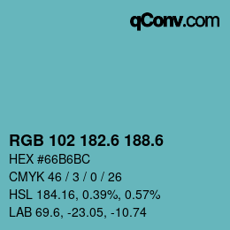 カラーコード: RGB 102 182.6 188.6 | qconv.com