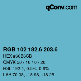 カラーコード: RGB 102 182.6 203.6 | qconv.com