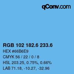 カラーコード: RGB 102 182.6 233.6 | qconv.com