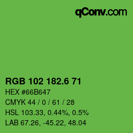 カラーコード: RGB 102 182.6 71 | qconv.com