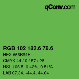 カラーコード: RGB 102 182.6 78.6 | qconv.com