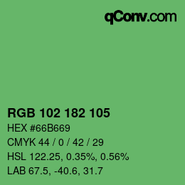 カラーコード: RGB 102 182 105 | qconv.com