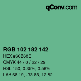 Color code: RGB 102 182 142 | qconv.com