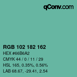 Color code: RGB 102 182 162 | qconv.com
