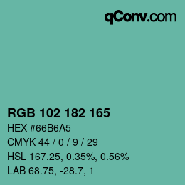 Color code: RGB 102 182 165 | qconv.com