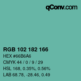 Color code: RGB 102 182 166 | qconv.com
