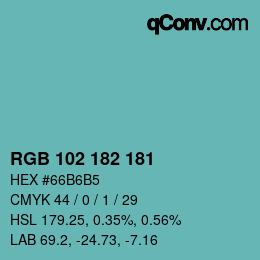 Color code: RGB 102 182 181 | qconv.com
