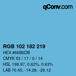 Color code: RGB 102 182 219 | qconv.com