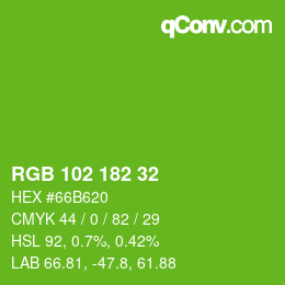 Color code: RGB 102 182 32 | qconv.com