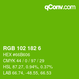 Color code: RGB 102 182 6 | qconv.com