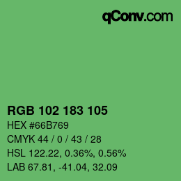 Color code: RGB 102 183 105 | qconv.com