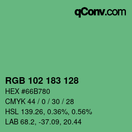 Color code: RGB 102 183 128 | qconv.com