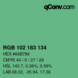 Color code: RGB 102 183 134 | qconv.com