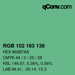 Color code: RGB 102 183 138 | qconv.com