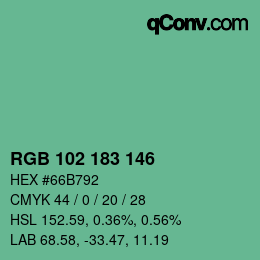 Color code: RGB 102 183 146 | qconv.com