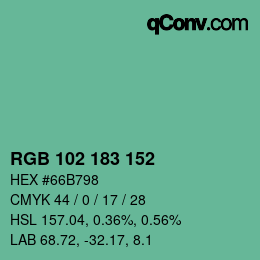 Color code: RGB 102 183 152 | qconv.com