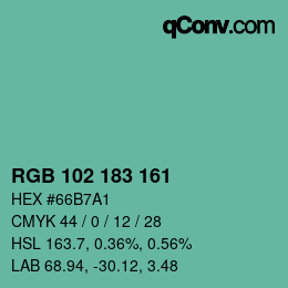 Color code: RGB 102 183 161 | qconv.com