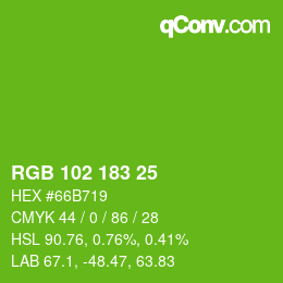 Color code: RGB 102 183 25 | qconv.com