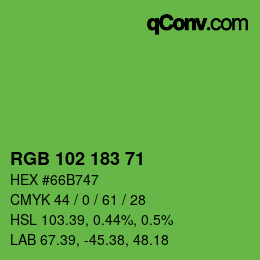 カラーコード: RGB 102 183 71 | qconv.com