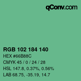 Color code: RGB 102 184 140 | qconv.com