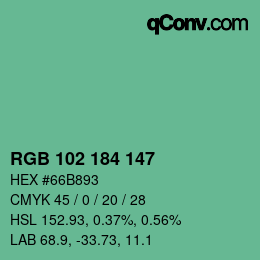 Color code: RGB 102 184 147 | qconv.com