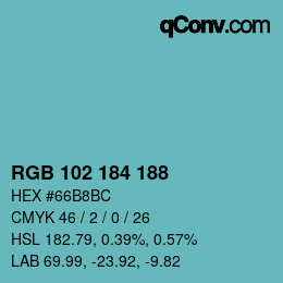 Color code: RGB 102 184 188 | qconv.com