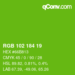 Color code: RGB 102 184 19 | qconv.com