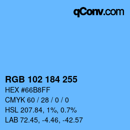 Color code: RGB 102 184 255 | qconv.com