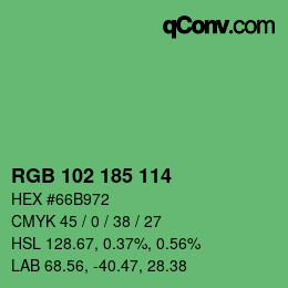 Color code: RGB 102 185 114 | qconv.com