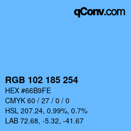 Color code: RGB 102 185 254 | qconv.com
