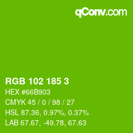 Color code: RGB 102 185 3 | qconv.com