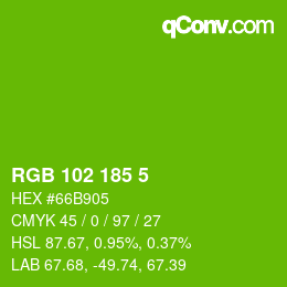 Color code: RGB 102 185 5 | qconv.com