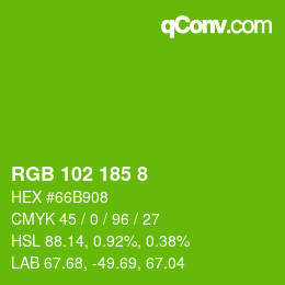 カラーコード: RGB 102 185 8 | qconv.com
