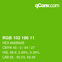 Color code: RGB 102 186 11 | qconv.com