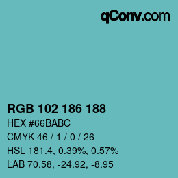 Color code: RGB 102 186 188 | qconv.com