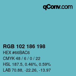 Color code: RGB 102 186 198 | qconv.com