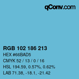 Color code: RGB 102 186 213 | qconv.com