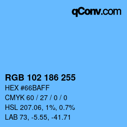 Color code: RGB 102 186 255 | qconv.com