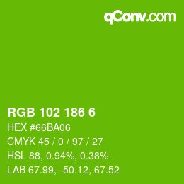 Color code: RGB 102 186 6 | qconv.com