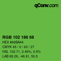 Color code: RGB 102 186 68 | qconv.com