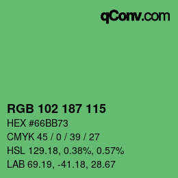 Color code: RGB 102 187 115 | qconv.com