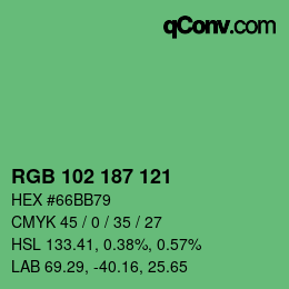 Color code: RGB 102 187 121 | qconv.com